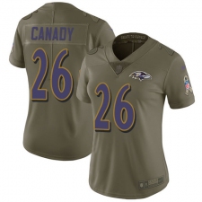 Women Nike Baltimore Ravens #26 Maurice Canady Limited Olive 2017 Salute to Service NFL Jersey