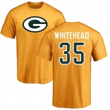 NFL Nike Green Bay Packers #35 Jermaine Whitehead Gold Name & Number Logo T-Shirt