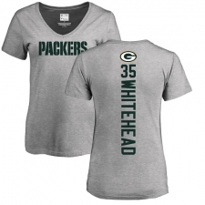 NFL Women's Nike Green Bay Packers #35 Jermaine Whitehead Ash Backer V-Neck T-Shirt