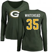 NFL Women's Nike Green Bay Packers #35 Jermaine Whitehead Green Name & Number Logo Long Sleeve T-Shirt