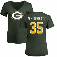 NFL Women's Nike Green Bay Packers #35 Jermaine Whitehead Green Name & Number Logo T-Shirt