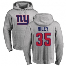 NFL Nike New York Giants #35 Curtis Riley Ash Name & Number Logo Pullover Hoodie