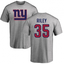 NFL Nike New York Giants #35 Curtis Riley Ash Name & Number Logo T-Shirt