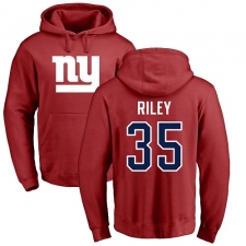 NFL Nike New York Giants #35 Curtis Riley Red Name & Number Logo Pullover Hoodie