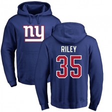 NFL Nike New York Giants #35 Curtis Riley Royal Blue Name & Number Logo Pullover Hoodie