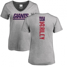 NFL Women's Nike New York Giants #35 Curtis Riley Ash Backer T-Shirt