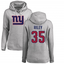 NFL Women's Nike New York Giants #35 Curtis Riley Ash Name & Number Logo Pullover Hoodie