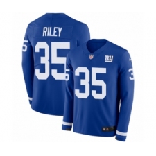 Youth Nike New York Giants #35 Curtis Riley Limited Royal Blue Therma Long Sleeve NFL Jersey
