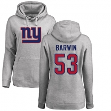 NFL Women's Nike New York Giants #53 Connor Barwin Ash Name & Number Logo Pullover Hoodie