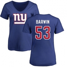 NFL Women's Nike New York Giants #53 Connor Barwin Royal Blue Name & Number Logo T-Shirt