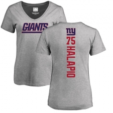 NFL Women's Nike New York Giants #75 Jon Halapio Ash Backer T-Shirt