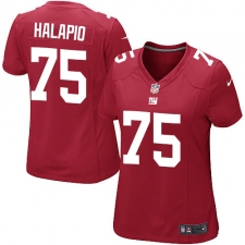 Women's Nike New York Giants #75 Jon Halapio Game Red Alternate NFL Jersey