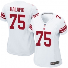 Women's Nike New York Giants #75 Jon Halapio Game White NFL Jersey
