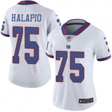 Women's Nike New York Giants #75 Jon Halapio Limited White Rush Vapor Untouchable NFL Jersey