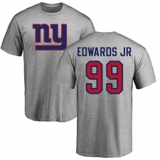 NFL Nike New York Giants #99 Mario Edwards Jr Ash Name & Number Logo T-Shirt