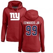 NFL Women's Nike New York Giants #99 Mario Edwards Jr Red Name & Number Logo Pullover Hoodie
