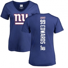 NFL Women's Nike New York Giants #99 Mario Edwards Jr Royal Blue Backer T-Shirt