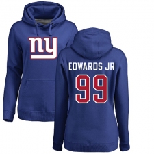 NFL Women's Nike New York Giants #99 Mario Edwards Jr Royal Blue Name & Number Logo Pullover Hoodie