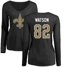NFL Women's Nike New Orleans Saints #82 Benjamin Watson Black Name & Number Logo Slim Fit Long Sleeve T-Shirt