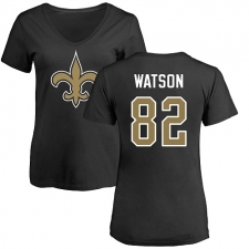 NFL Women's Nike New Orleans Saints #82 Benjamin Watson Black Name & Number Logo Slim Fit T-Shirt