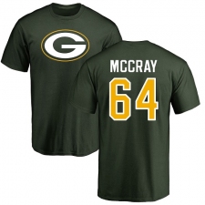 NFL Nike Green Bay Packers #64 Justin McCray Green Name & Number Logo T-Shirt