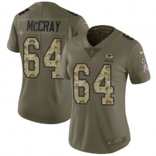 Women's Nike Green Bay Packers #64 Justin McCray Limited Olive Camo 2017 Salute to Service NFL Jersey