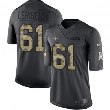 Men's Nike New Orleans Saints #61 Josh LeRibeus Limited Black 2016 Salute to Service NFL Jerse