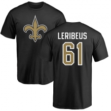 NFL Nike New Orleans Saints #61 Josh LeRibeus Black Name & Number Logo T-Shirt