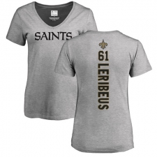 NFL Women's Nike New Orleans Saints #61 Josh LeRibeus Ash Backer V-Neck T-Shirt