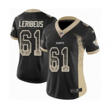 Women's Nike New Orleans Saints #61 Josh LeRibeus Limited Black Rush Drift Fashion NFL Jersey