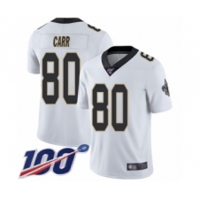 Men's New Orleans Saints #80 Austin Carr White Vapor Untouchable Limited Player 100th Season Football Jersey
