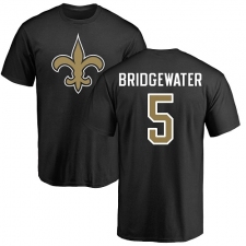 NFL Nike New Orleans Saints #5 Teddy Bridgewater Black Name & Number Logo T-Shirt