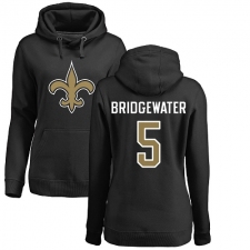 NFL Women's Nike New Orleans Saints #5 Teddy Bridgewater Black Name & Number Logo Pullover Hoodie