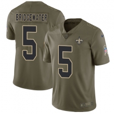 Youth Nike New Orleans Saints #5 Teddy Bridgewater Limited Olive 2017 Salute to Service NFL Jersey