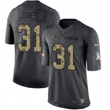 Men's Nike New England Patriots #31 Jonathan Jones Limited Black 2016 Salute to Service NFL Jersey