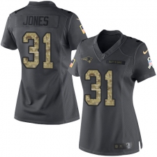 Women's Nike New England Patriots #31 Jonathan Jones Limited Black 2016 Salute to Service NFL Jersey