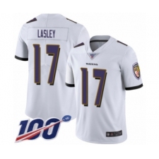 Men's Baltimore Ravens #17 Jordan Lasley White Vapor Untouchable Limited Player 100th Season Football Jersey
