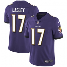 Men's Nike Baltimore Ravens #17 Jordan Lasley Purple Team Color Vapor Untouchable Limited Player NFL Jersey
