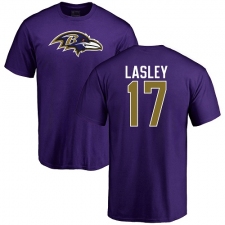 NFL Nike Baltimore Ravens #17 Jordan Lasley Purple Name & Number Logo T-Shirt
