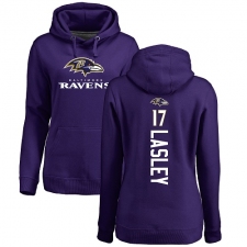 NFL Women's Nike Baltimore Ravens #17 Jordan Lasley Purple Backer Pullover Hoodie
