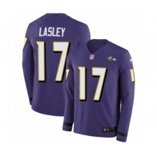 Youth Nike Baltimore Ravens #17 Jordan Lasley Limited Purple Therma Long Sleeve NFL Jersey