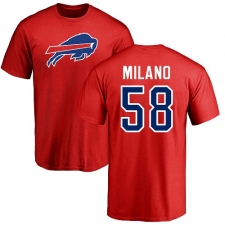 NFL Nike Buffalo Bills #58 Matt Milano Red Name & Number Logo T-Shirt