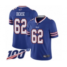 Men's Buffalo Bills #62 Vladimir Ducasse Royal Blue Team Color Vapor Untouchable Limited Player 100th Season Football Jersey