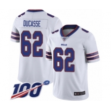 Men's Buffalo Bills #62 Vladimir Ducasse White Vapor Untouchable Limited Player 100th Season Football Jersey