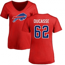 NFL Women's Nike Buffalo Bills #62 Vladimir Ducasse Red Name & Number Logo T-Shirt