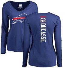 NFL Women's Nike Buffalo Bills #62 Vladimir Ducasse Royal Blue Backer Long Sleeve T-Shirt