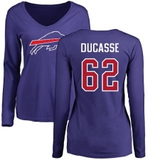 NFL Women's Nike Buffalo Bills #62 Vladimir Ducasse Royal Blue Name & Number Logo Long Sleeve T-Shirt