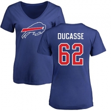 NFL Women's Nike Buffalo Bills #62 Vladimir Ducasse Royal Blue Name & Number Logo T-Shirt