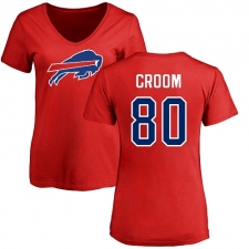 NFL Women's Nike Buffalo Bills #80 Jason Croom Red Name & Number Logo T-Shirt