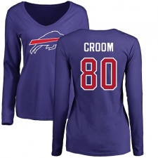 NFL Women's Nike Buffalo Bills #80 Jason Croom Royal Blue Name & Number Logo Long Sleeve T-Shirt